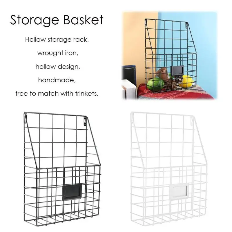 بسيط الحديد الحائط تخزين الرف سلة جدار معدني معلق عرض الرف مكتب حامل مجلة المنظم للمنزل غرفة نوم