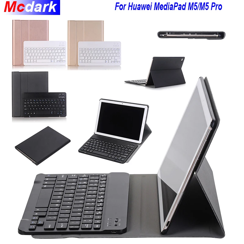 

Mcdark 10.8 inch For Huawei MediaPad M5 M5 Pro Tablet Cover Fold Stand Leather Case with Detachable Wireless Bluetooth Keyboard