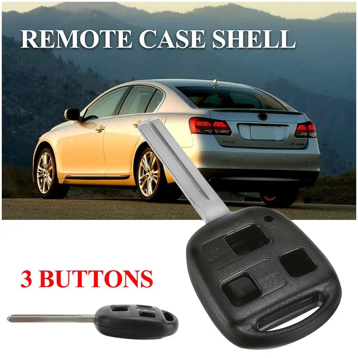

3 Button Remote Key Keyless Entry FOB Replacement Case Blade Shell for Lexus IS200 GS300 LS400 RX300 LX470 2003 2004 2005 2006