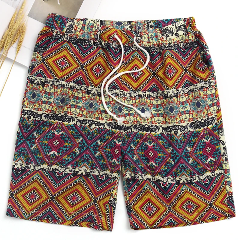 

INCERUN 2019 Vintage Mens Shorts Print Drawstring Casual Shorts Cotton Summer Hawaiian Shorts Men Clothes Streetwear Plus Size
