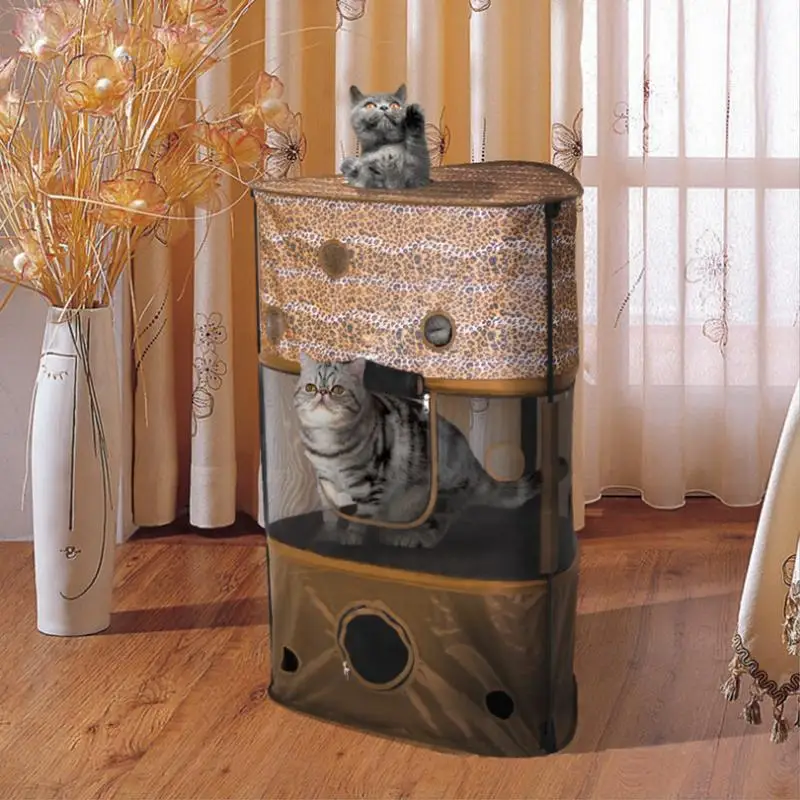 

Triangle Leopard Tent Multi-Layer Cat Climbing Litter Jumping Platform Frame Removable And Washable S2
