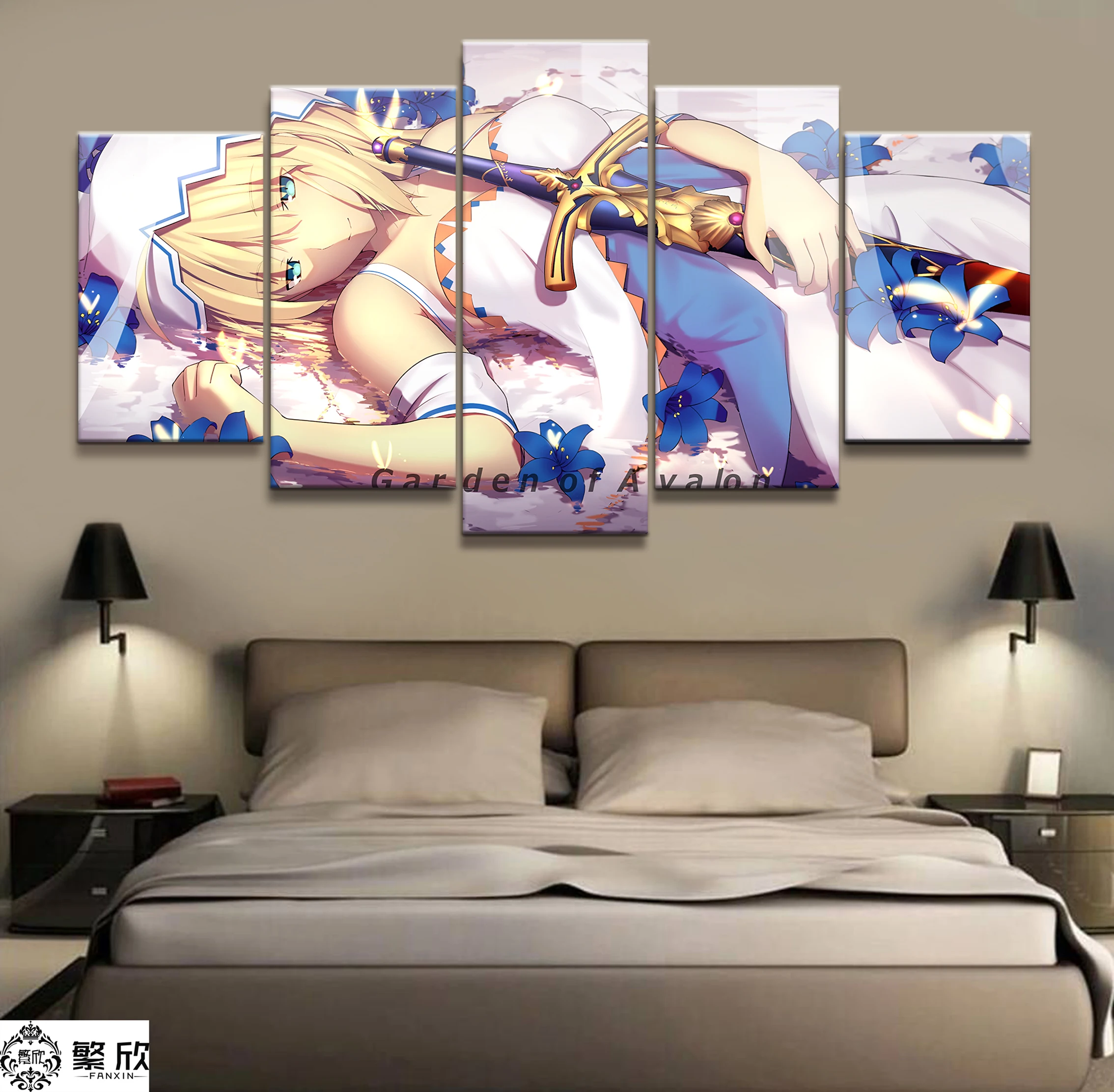 

Home Decor Modular Canvas Picture 5 Piece Fate Stay Night Arthur Saber Animation Painting Poster Wall For Home Canvas Wholesale