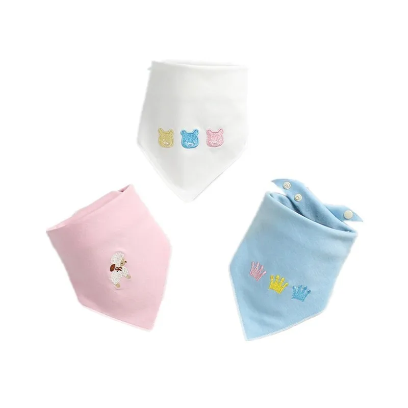 

3pcs/set Cotton Bandana Bibs Cartoon Embroidered Saliva Towel Infant Burp Cloths Baby Eating Accessory Soft Baby Stuff