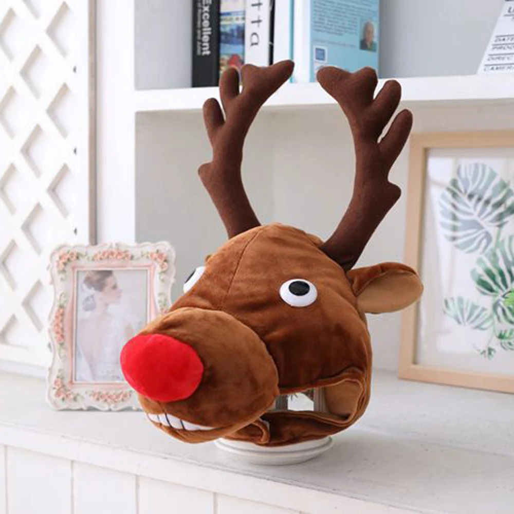 

Free shipping Funny Christmas elk Hat hood Animal Adults Teens Party Festive Fancy Hat Cosplay Accessory