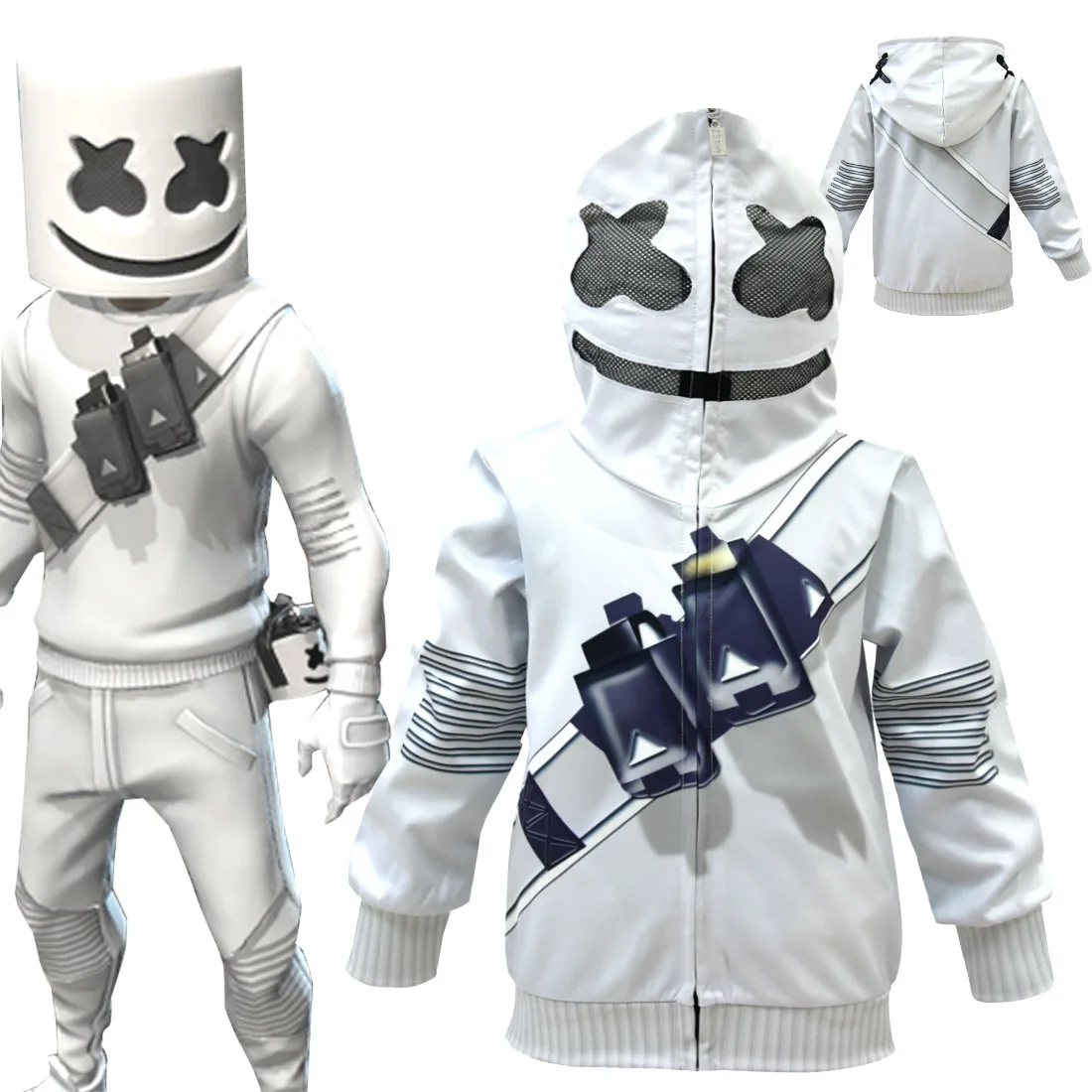 

2019 Hot Dj Marshmallow Smiley Clown Boy Cosplay Clothes Halloween Costume Battle Royale Party Funny Kid Clothing Top T-shirt