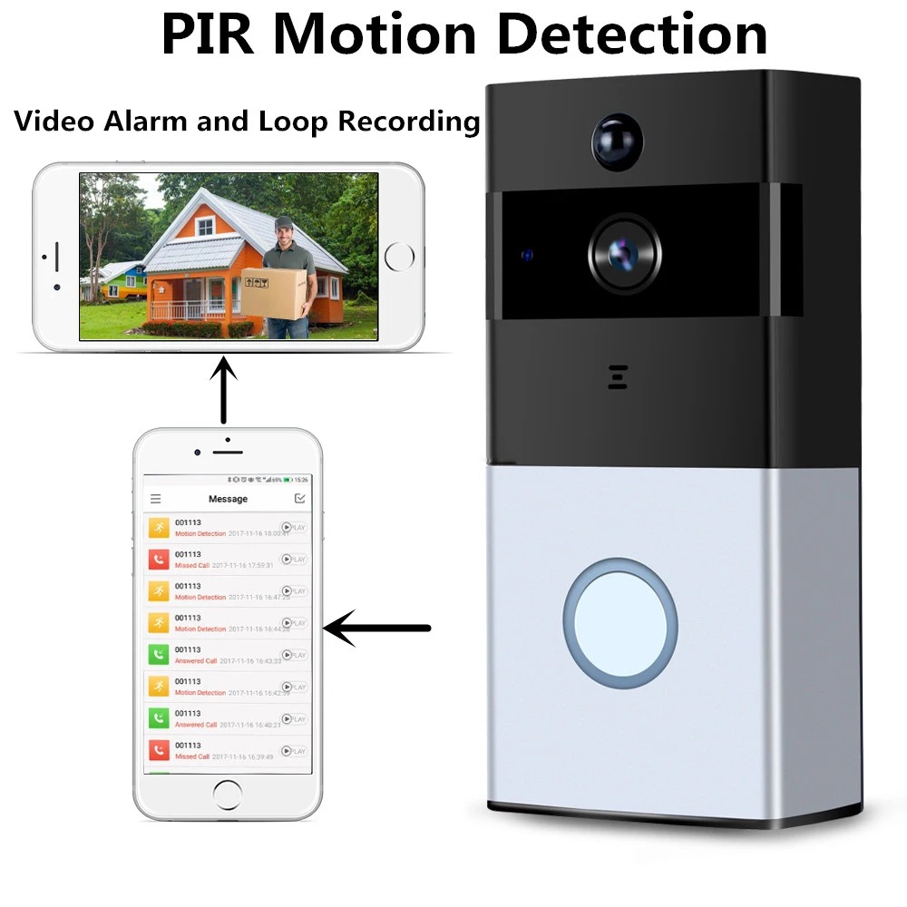 Wsdcam беспроводной WiFi видео дверной звонок камера IP Кольцо Дверной звонок ночное видение двухстороннее аудио приложение управление iOS Android Питание от батареи