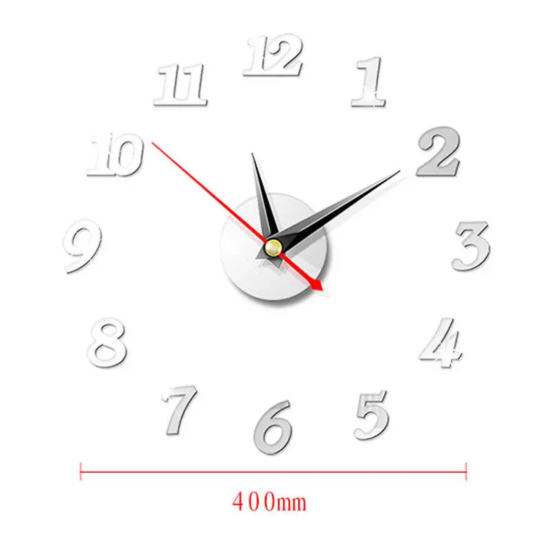 Modern DIY Wall Clock 3D Mirror Stickers 3D Wall Stickers Wall Decor Surface Sticker Removable Home Office Decor Accessories