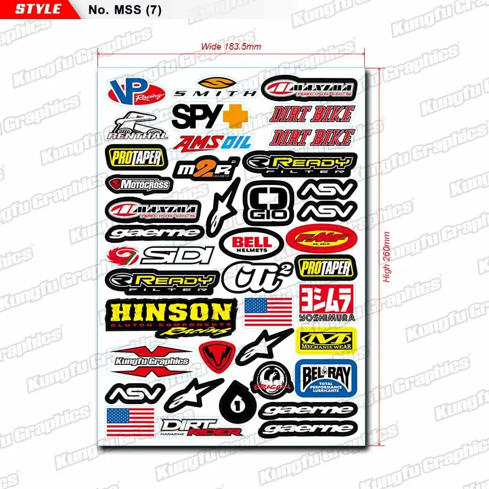 

KUNGFU GRAPHICS Universal Moto Stickers Kit Vinyl Decals for Motocross Racing Dirt Bike ATV UTV Helmet Motorcycle Skateboards