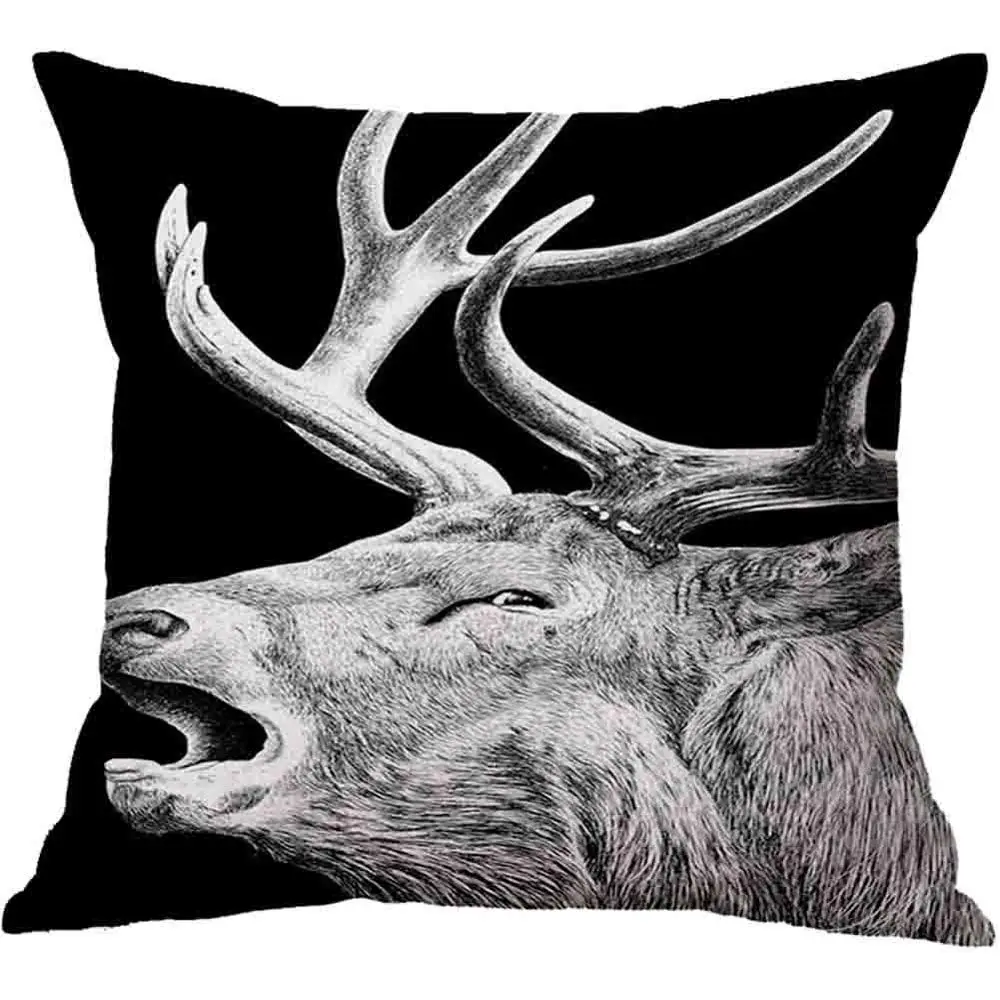Black & White Animal Lion Tiger Elephant Throw Pillow Case Sofa Bed Cushion Cover Home Decor 45cm 3D Digital Printed Pillowcase