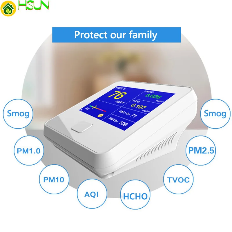 Монитор загрязнения воздуха 6 в 1 Многофункциональный лазерный датчик умная калибровка PM2.5 PM10 PM1.0 монитор качества воздуха анализатор газа