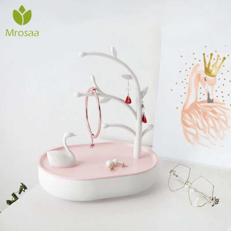 

Pink Plastic Makeup Organizer Tree Shaped Jewelry Box Creative Cosmetic Organizer Ring Lipstick Rack Necklace Display Organizer