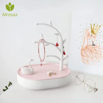 

Pink Plastic Makeup Organizer Tree Shaped Jewelry Box Creative Cosmetic Organizer Ring Lipstick Rack Necklace Display Organizer