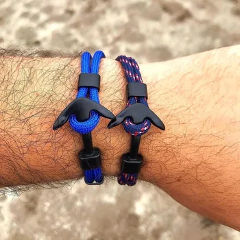

Classic Black Anchor Bracelet Men Paracord Rope Nautical Survival Charm Bracelets Male jewelry friendship Gift pulsera hombre