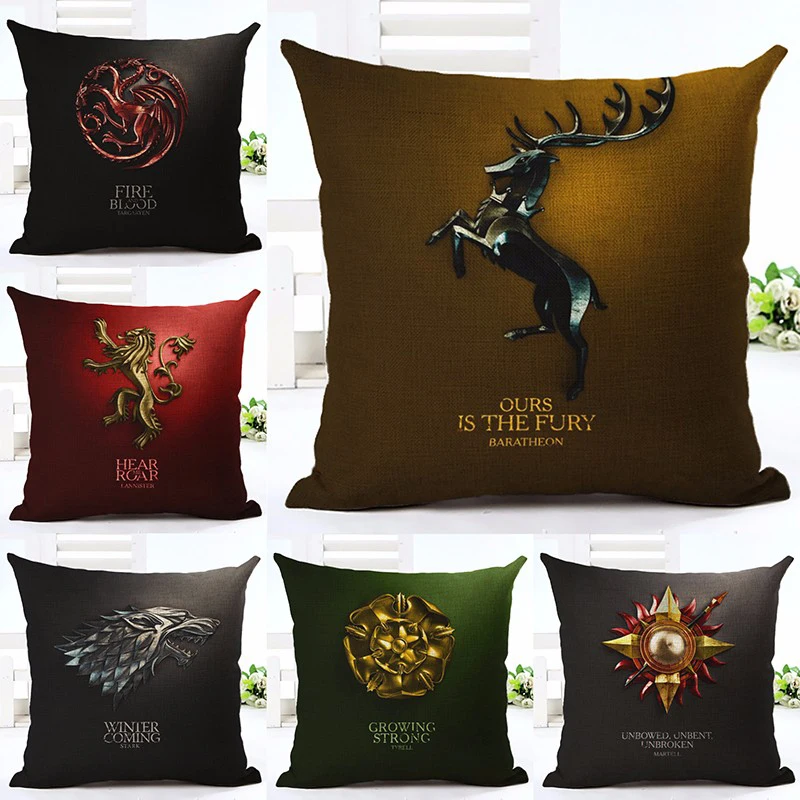 

Cotton Linen Square Game Of Thrones Home Sofa Decorative Throw Pillows 3D Cushion Covers Kussens Woondecoratie Cojines