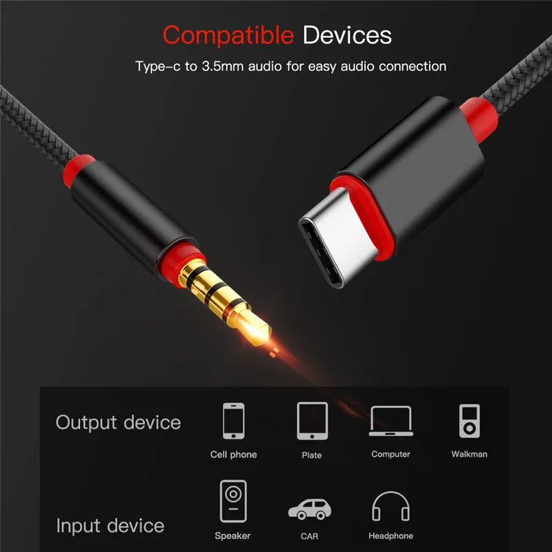 Аудиокабель адаптер типа C на 3 5 мм для USB Type c Jack Aux кабель автомобильного динамика