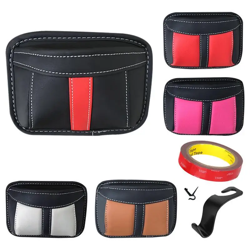

Car Phone Storage Box Adhesive Leather Hanging Bag Car Storage Bag Holder For Cellphone Hanging Organizer Container Accessories