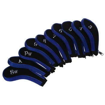 

10pcs Neoprene Golf Club Covers Iron Golf Club Head Cover Protector Set Blue