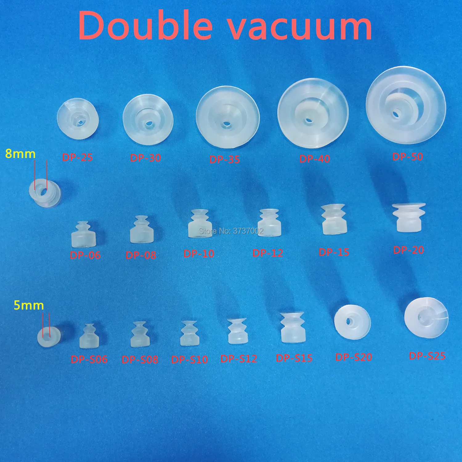 

10pcs Double Vacuum Suction Cups Small head 5mm big head 8mm Silicone Sucker DP 6/8/10/20-50 Series Vacuum Pneumatic Components