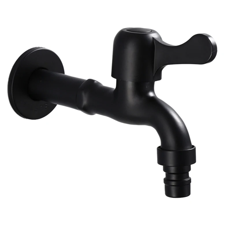 

Bathroom Black Single Cold Tap Wall Single Tap Cold Water Faucet Garden Black Tap,4 Points Faucet Faucet
