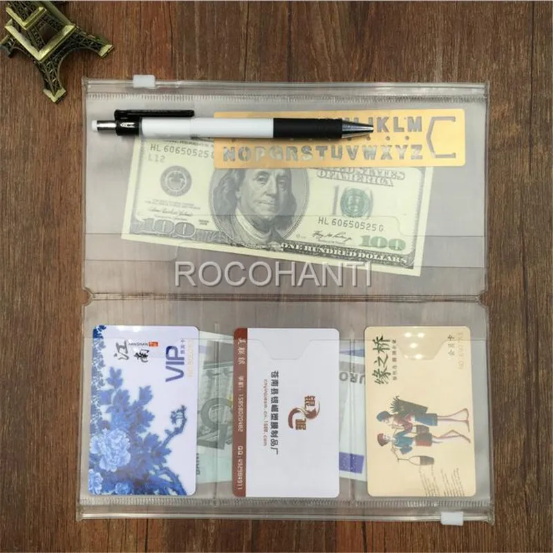 

20Pcs Traveler's Notebook Passport Journal Refill Filler Zipper Case Clear PVC Business Name Card Invoice Paper Note Pocket Bag
