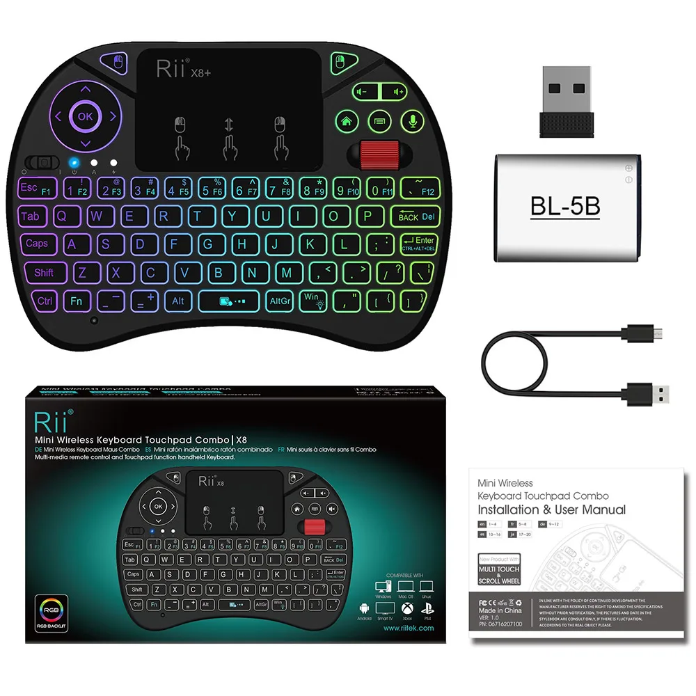 Rii X8 Plus 2 4 ГГц беспроводная мышь с клавиатурой тачпадом мини клавиатура teclado bluetooth