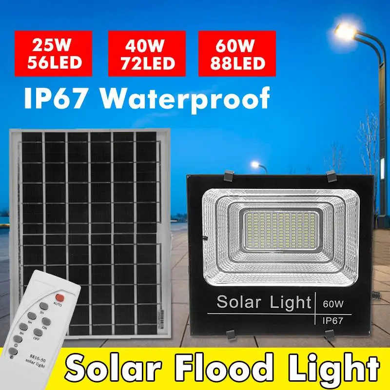 

25W/40W/60W Waterproof Solar Powered Sensor LED Flood Light Outdoor Security Spotlight Solar Floodlight with Remote Control