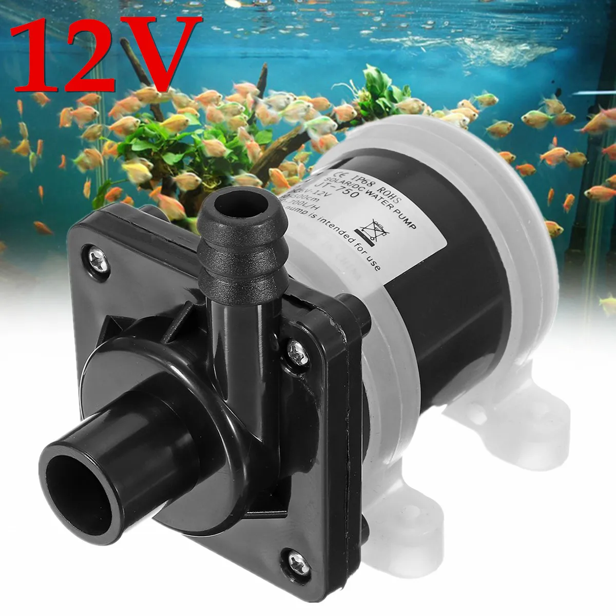 

DC 12V Solar Powered Brushless Magnetic Submersible Water Pump 700L/H Fish Pond Smooth Operation Circulating Low Noise Safety