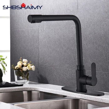 

Elegant Blacken Kitchen Sink Faucet Single Handle Stainless Steel Hot and Cold Water 360 Degrees Rotation Multifunctional Tap