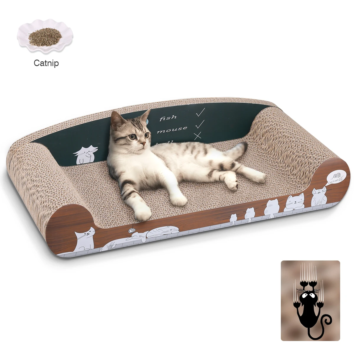 

Cat Scratcher Board Corrugated Curved Shaped Pet Scratching Board Deluxe Cat Lounge With Organic Catnip Claw Care Cat Toy