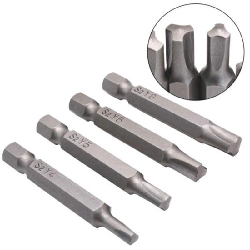 

4pcs/Set 50mm S2 Y Hex Shank 1/4" Y4 Y5 Y6 Y8 Screwdriver Bit Screwdrivers Tool Kit