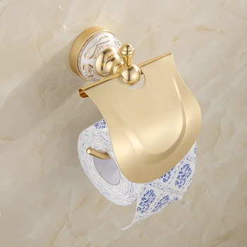 

Bathroom Toilet Paper Holder With Cover Antique Brass Roll Tissue Rack Carved Pattern Base Paper Shelf Wall Mounted