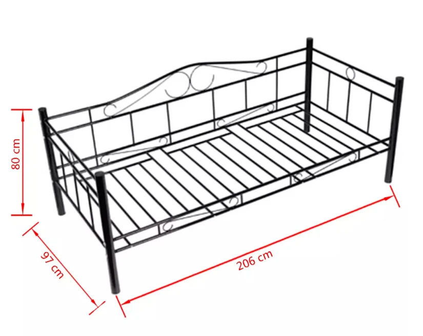 Vidaxl черно белая однодневная кровать из металла 90X200 см прочная металлическая