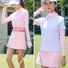 Летний солнцезащитный козырек для гольфа UV Дамская нижняя рубашка женская спортивная рубашка Ice Silk эластичная быстросохнущая дышащая длинная Sleev