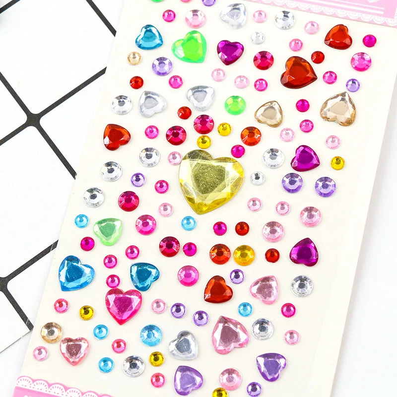 

Colorful Heart Diamond 3D Stickers Kawaii Acrylic Decorative Adhesive Stickers Phone Diary Diy Albums Scrapbooking Decor Gift