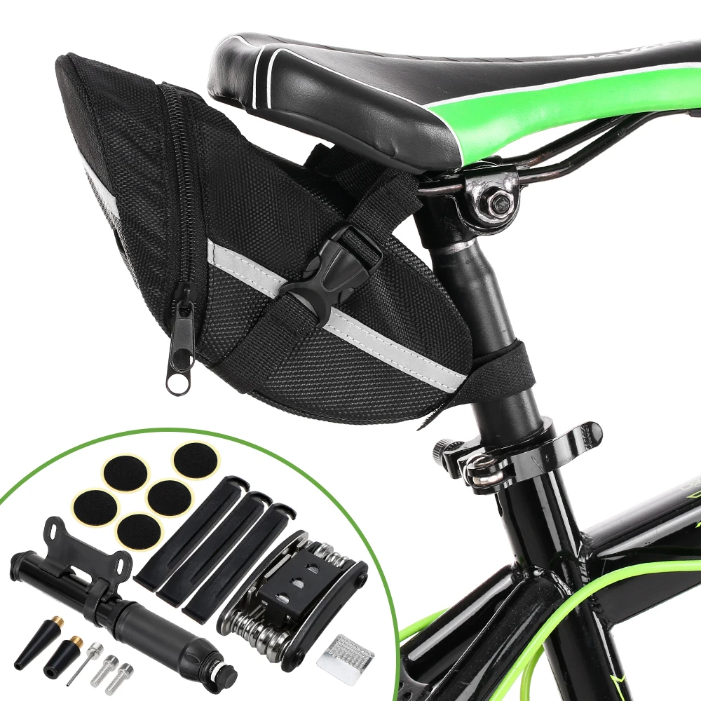 Bike Repair Kit Bike Tire Lever 120PSI Manual Pump 16-IN-1 Tool Bike Tire Rasp Patch Needle Bike Tire Repair Tools