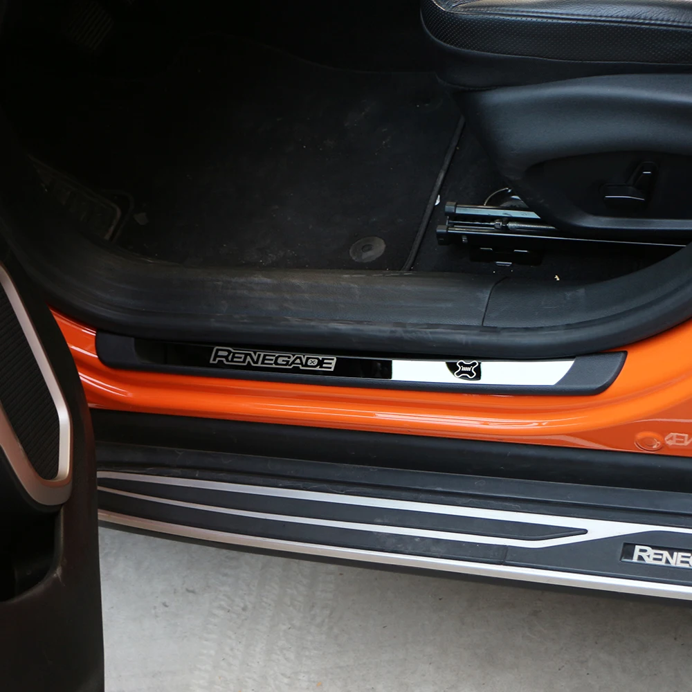  Fit for Jeep Renegade 2014-2019 Car Door Sill Strip Covers Stainless Steel Decoration Car Styling S
