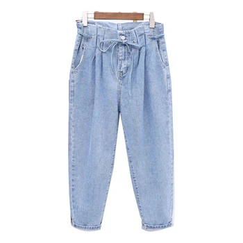 

Denim Jeans Classic 4 Season Women High Waist Jeans Vintage Mom Style Harem Jeans High Quality Cowboy Denim Pants Plus Size 4XL
