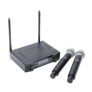 

Hot Deals Smart Fm Vhf Wireless Microphone System 2 Cordless Handheld Mic Free Frequency For Meeting Pc Speaker Amplifier