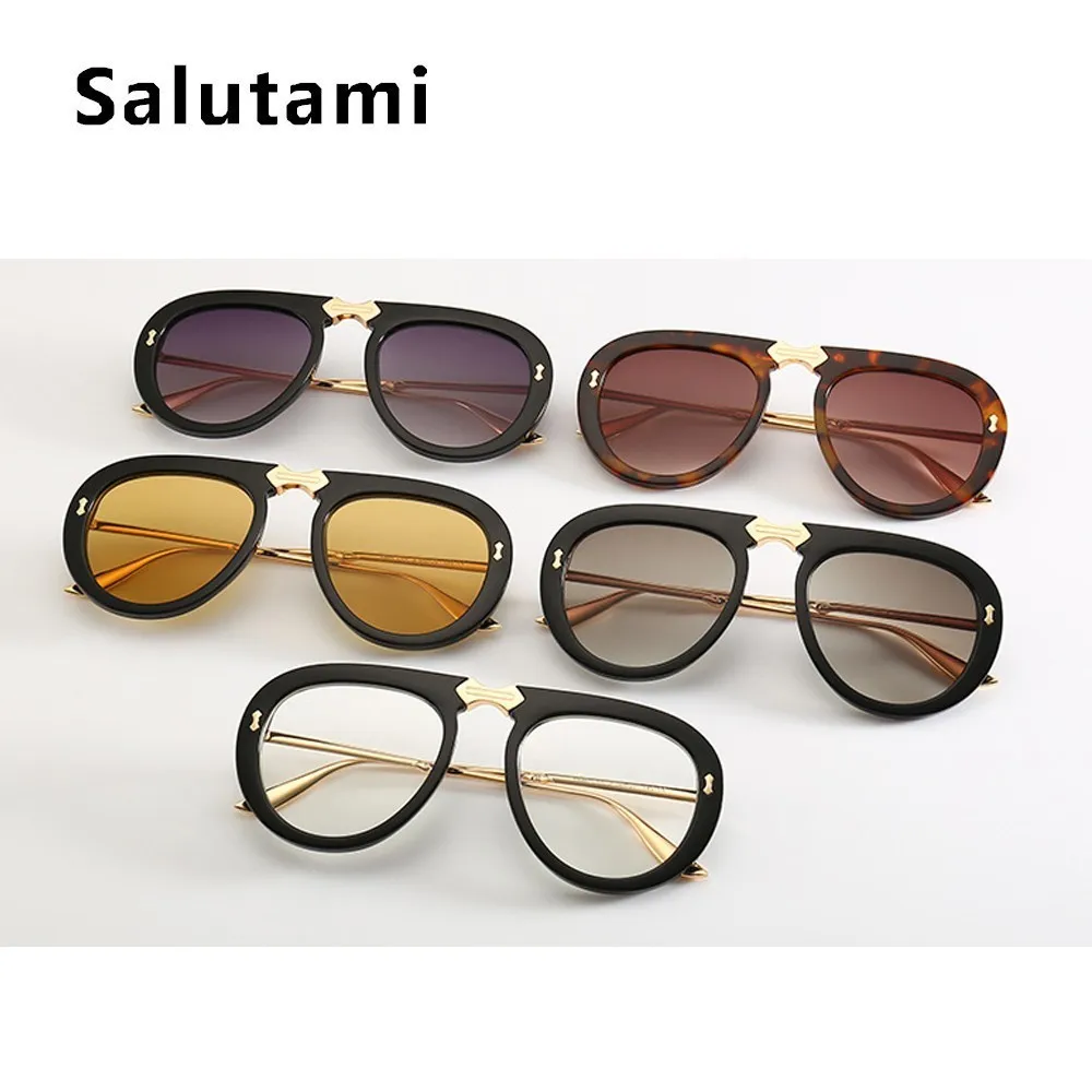 Складные женские солнцезащитные очки из сплава, роскошные брендовые винтажные большие мужские солнцезащитные очки, черные прозрачные линзы, овальные очки кошачий глаз