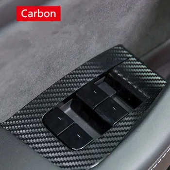 

2019 New Car Window Control Panel Key Sticker 5D Carbon Fiber Type Decal 4Pcs Auto Interior Decoration Cover For Tesla Model 3