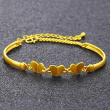 Вьетнамские аллювиальные 24k золотые браслеты не выцветают латунные бабочки Необычные золотые браслеты дизайн