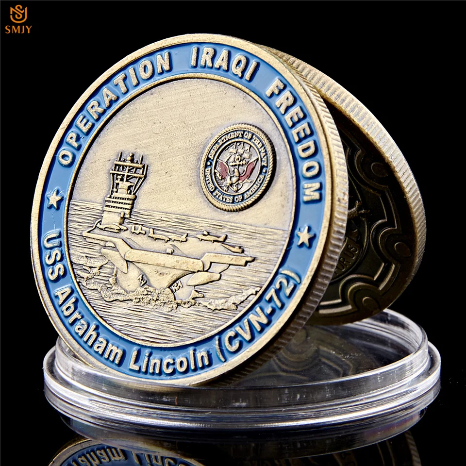 США Архангел правоохранительных органов Sanit Джордж молимся и ВМС США Линкольн(cvn-72) на военную тематику коллекция монет