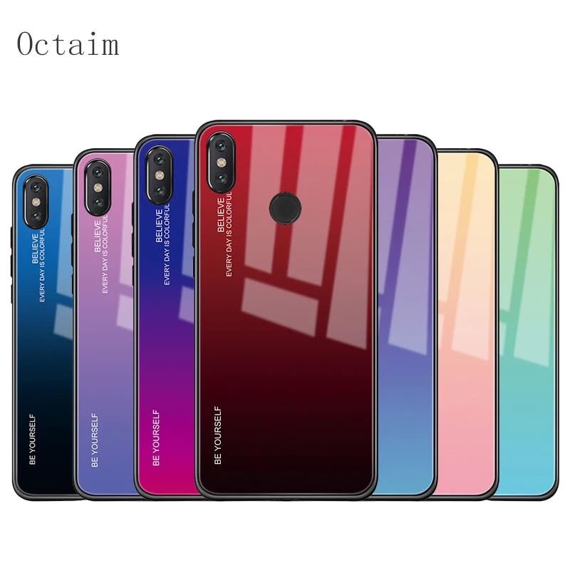 Градиентный чехол из закаленного стекла для Redmi Note 5 Pro 6 Бампер задняя крышка Xiaomi