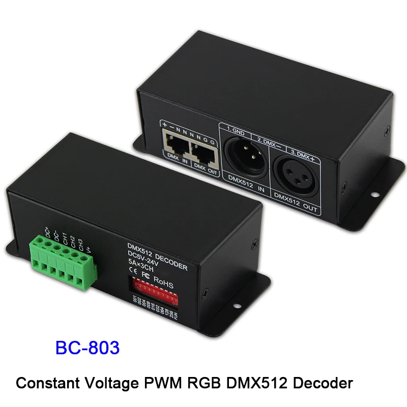 Bc 803 Rgb Dmx512 Контроллер Dc5V 24V 5А * 3Ch постоянное напряжение pwm декодер для Led полосы