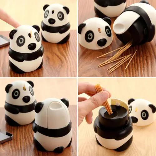 

Toothpick Automatic Holder Box Dispenser Home Barrel Decor panda Shaped Fashion