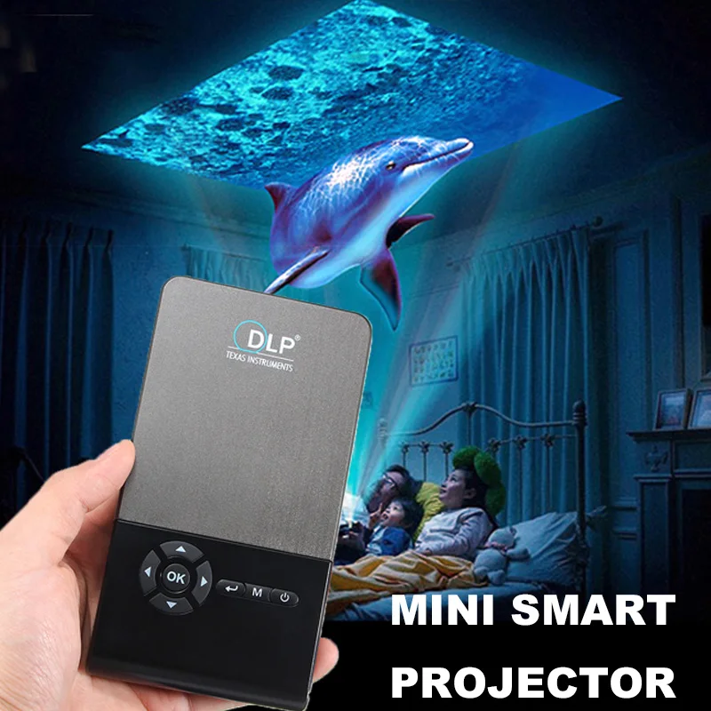 

HD Portable Bluetooth LED DLP Projector Smart Mini Projector C2 Android 4.4 DLP Home Theater Projector WiFi 1+8G BT4.0