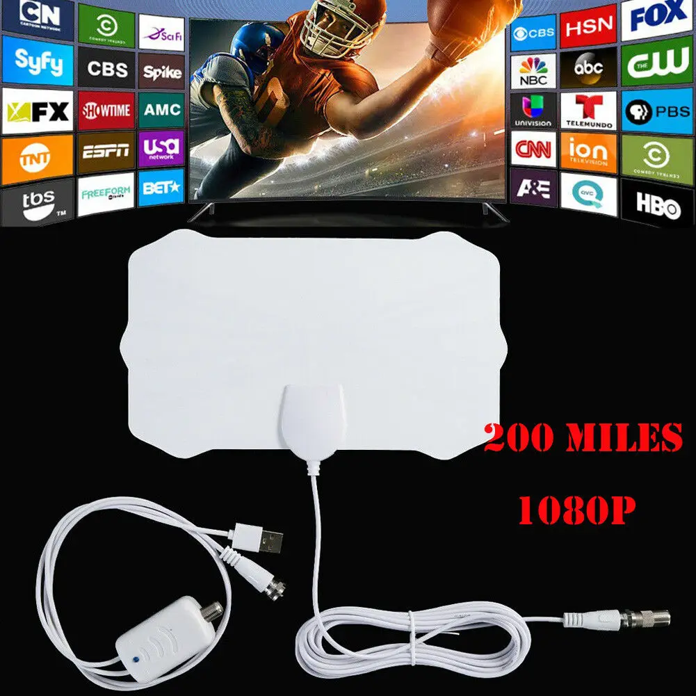 

200 Miles TV Antena 1080P Digital HDTV Indoor TV Antenna With Amplifier Signal Booster Radius Surf Fox HD Mini Antennas Aerial