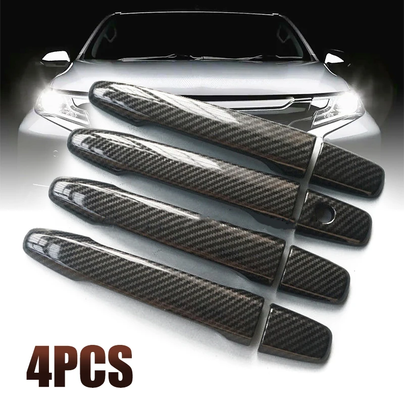 

4pcs/set Black Door Handle Cover Carbon Fiber Style Universal For Mitsubishi Lancer EX Evolution X 08-17