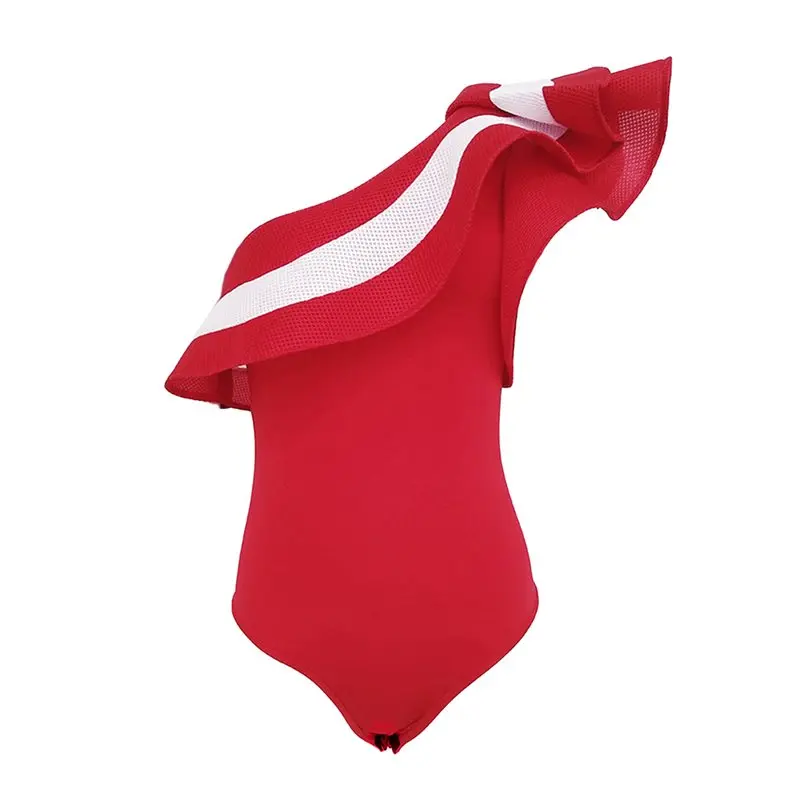 Summer One Shoulder Bodysuit Women White Stripe Ruffle Red Boho Beach Sexy Backless Bodycon Rompers 2019 Gothic Casual Jumpsuit Summer One Shoulder Bodysuit Women White Stripe Ruffle Red Boho Beach Sexy Backless Bodycon Rompers 2019 Gothic Casual Jumpsuit