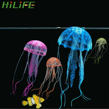 

HILIFE Fish Tank Decoration Silicone Simulated Jellyfish 1pc Glowing Artificial Vivid Jellyfish Aquarium Decor Ornament